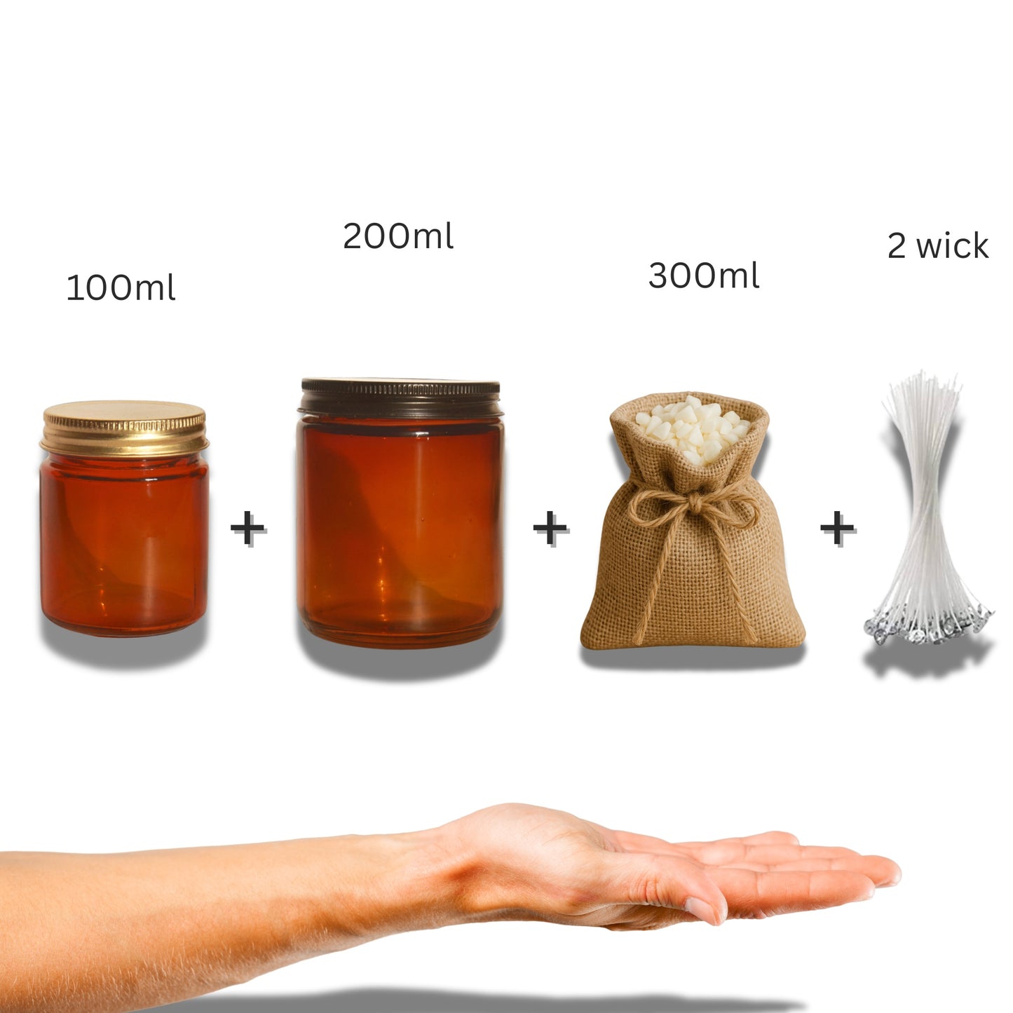 Rookh DIY Candle Making Combo Pack – 100ml & 200ml Glass Jars