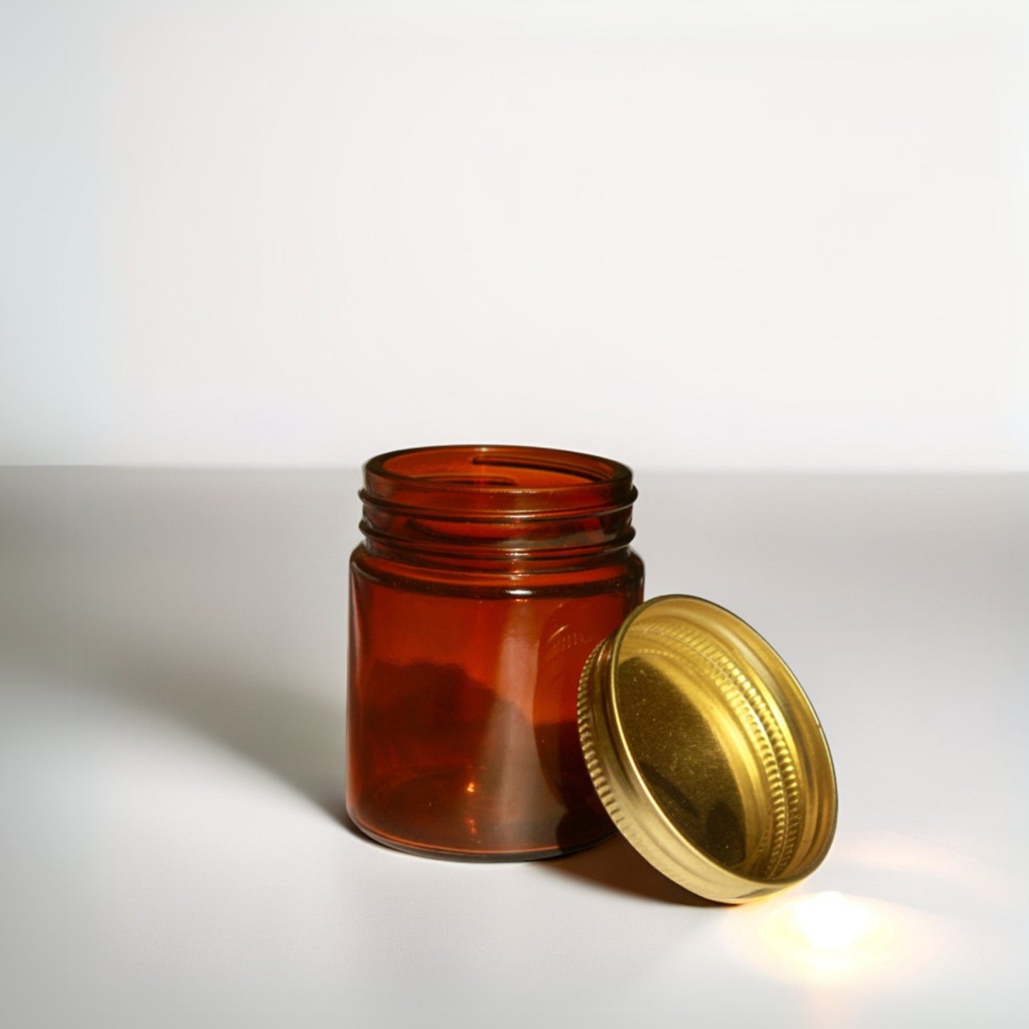 Amber Glass Jars 5 Pack | Empty Refillable Jars with Lids for Candles