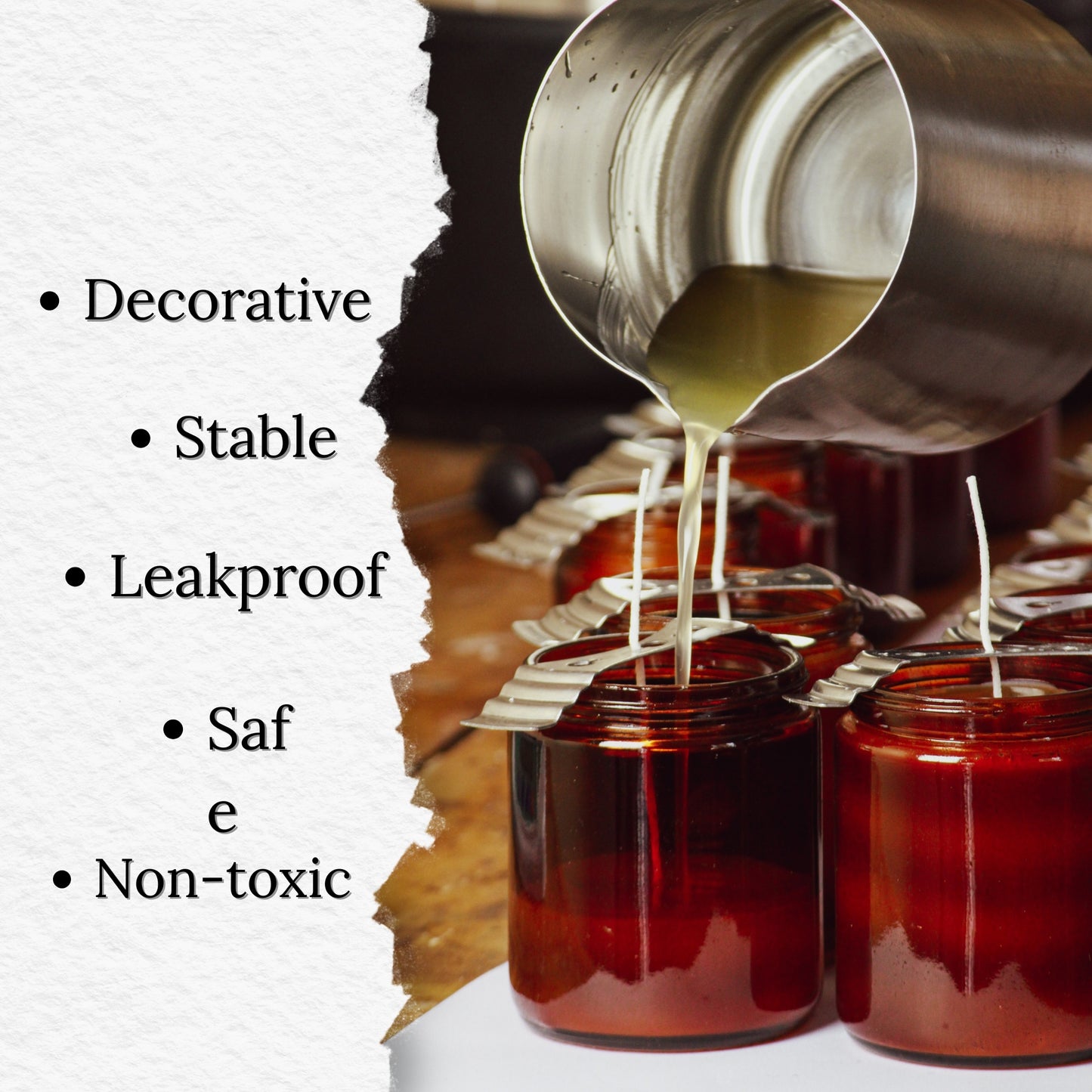 Amber Glass Jars 5 Pack | Empty Refillable Jars with Lids for Candles