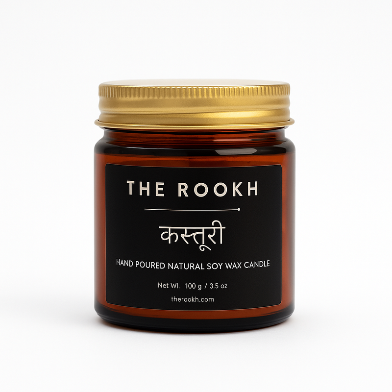 Kasturi (Musk) Scented Candle – 100ML | Handmade by The Rookh