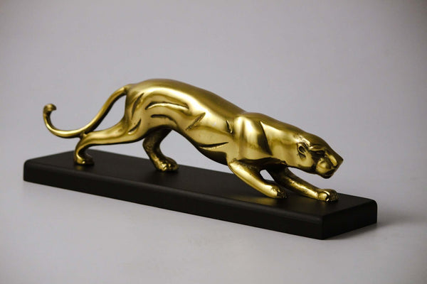 Golden Panther Sculpture Geometric Resin Wildlife Decor