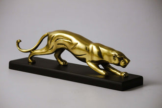 Golden Panther Sculpture Geometric Resin Wildlife Decor