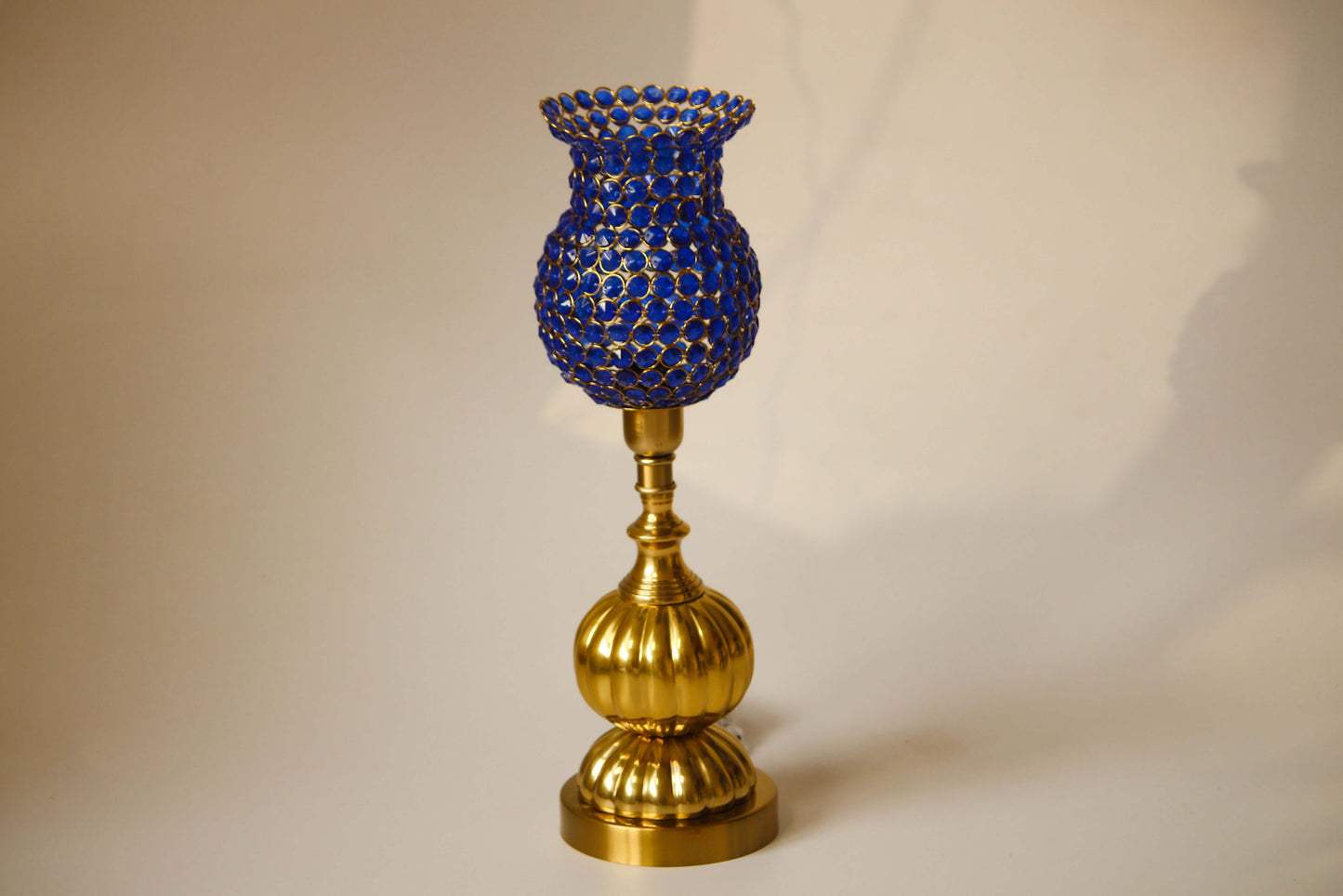 Royal Blue Prism: Gold-Touched Metallic Lamp