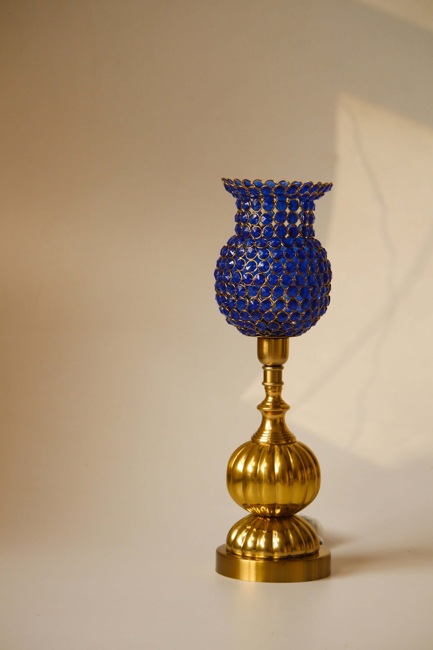 Royal Blue Prism: Gold-Touched Metallic Lamp