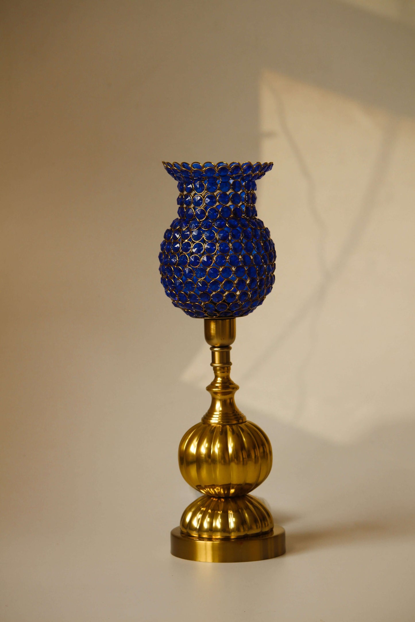 Royal Blue Prism: Gold-Touched Metallic Lamp