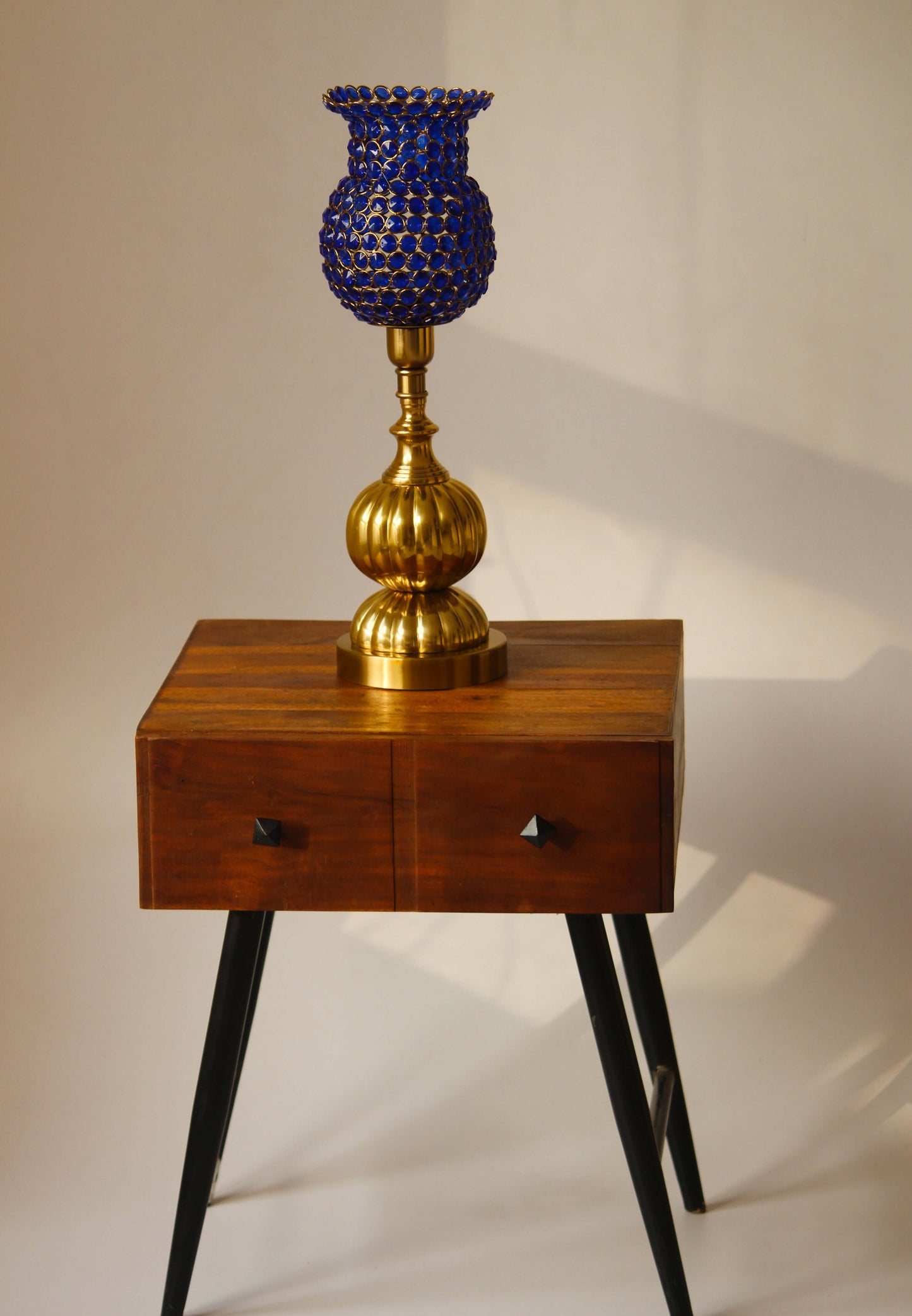 Royal Blue Prism: Gold-Touched Metallic Lamp