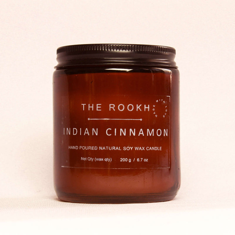 Indian Cinnamon Scented Candle – Warm & Spicy Aromatherapy | Rookh Home Decor (200ml)