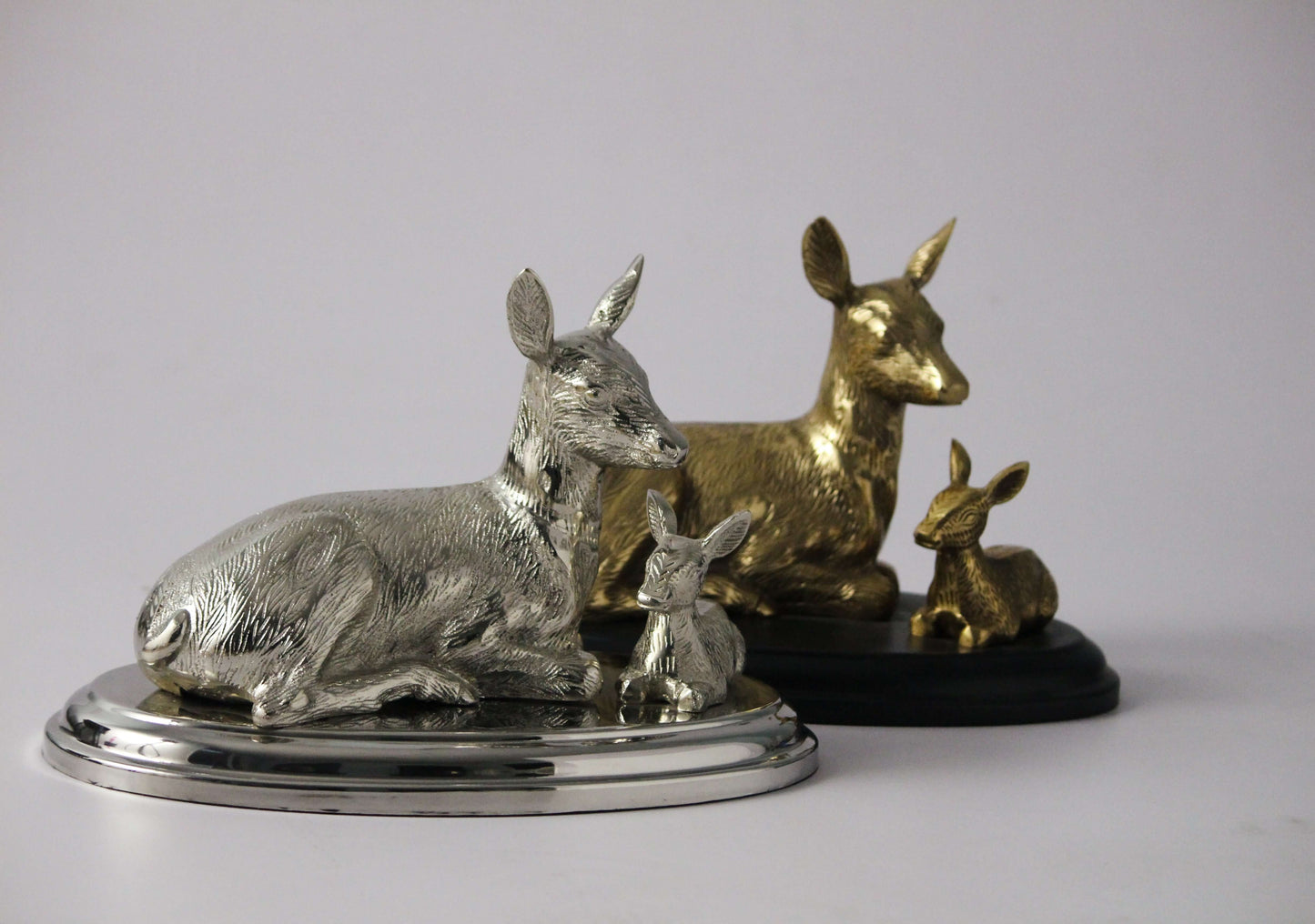 Exquisite Silver and Gold Deer Sculpture Set for Timeless Home Elegance