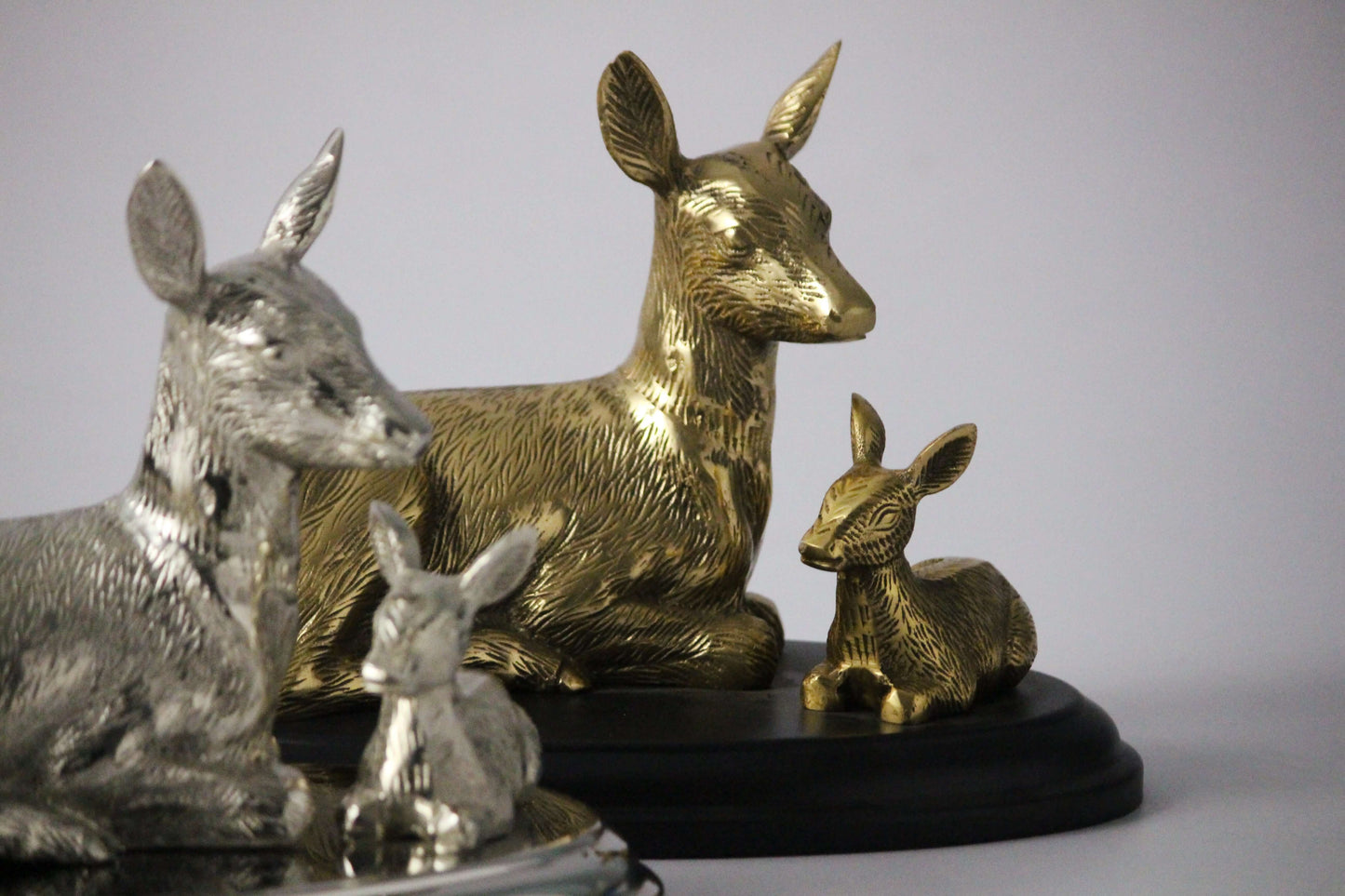 Exquisite Silver and Gold Deer Sculpture Set for Timeless Home Elegance