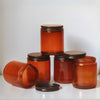 Amber Glass Jars 5 Pack | Empty Refillable Jars with Lids for Candles