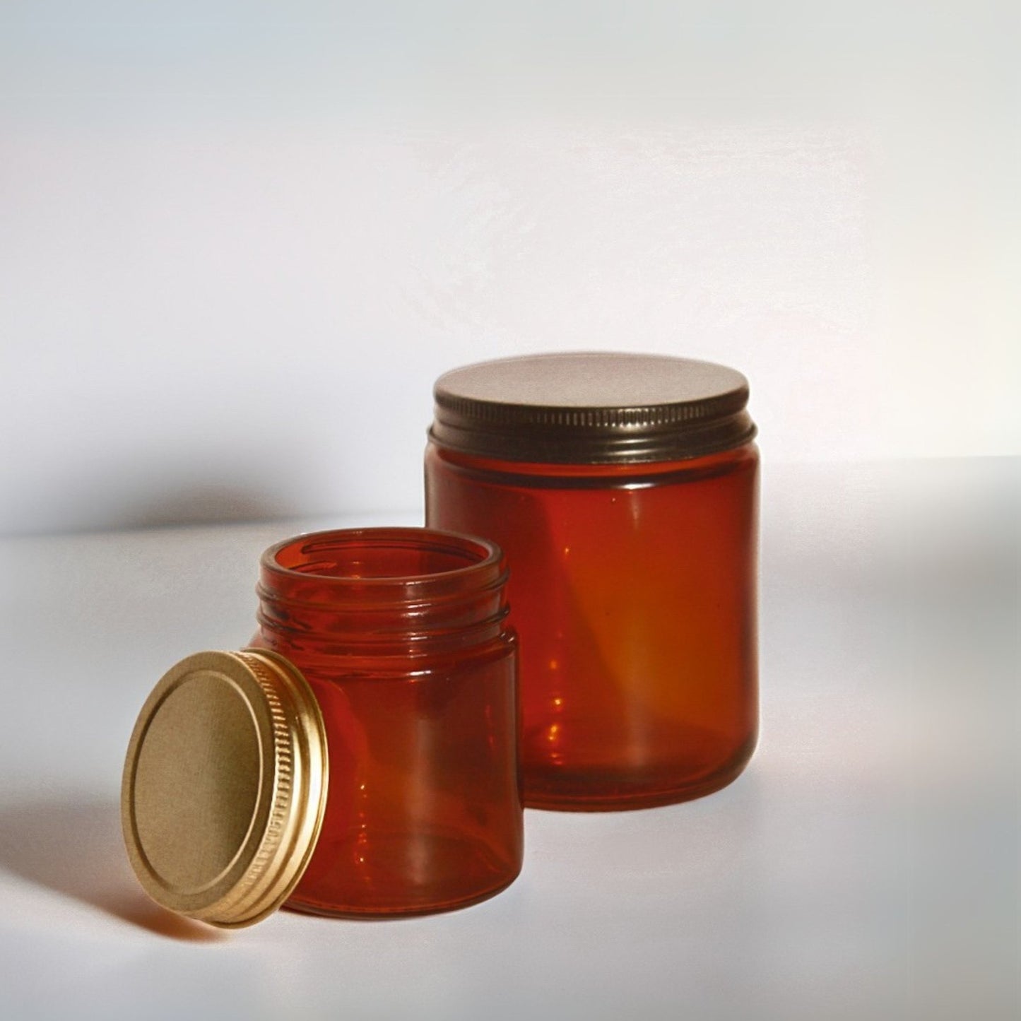 Amber Glass Jars 5 Pack | Empty Refillable Jars with Lids for Candles