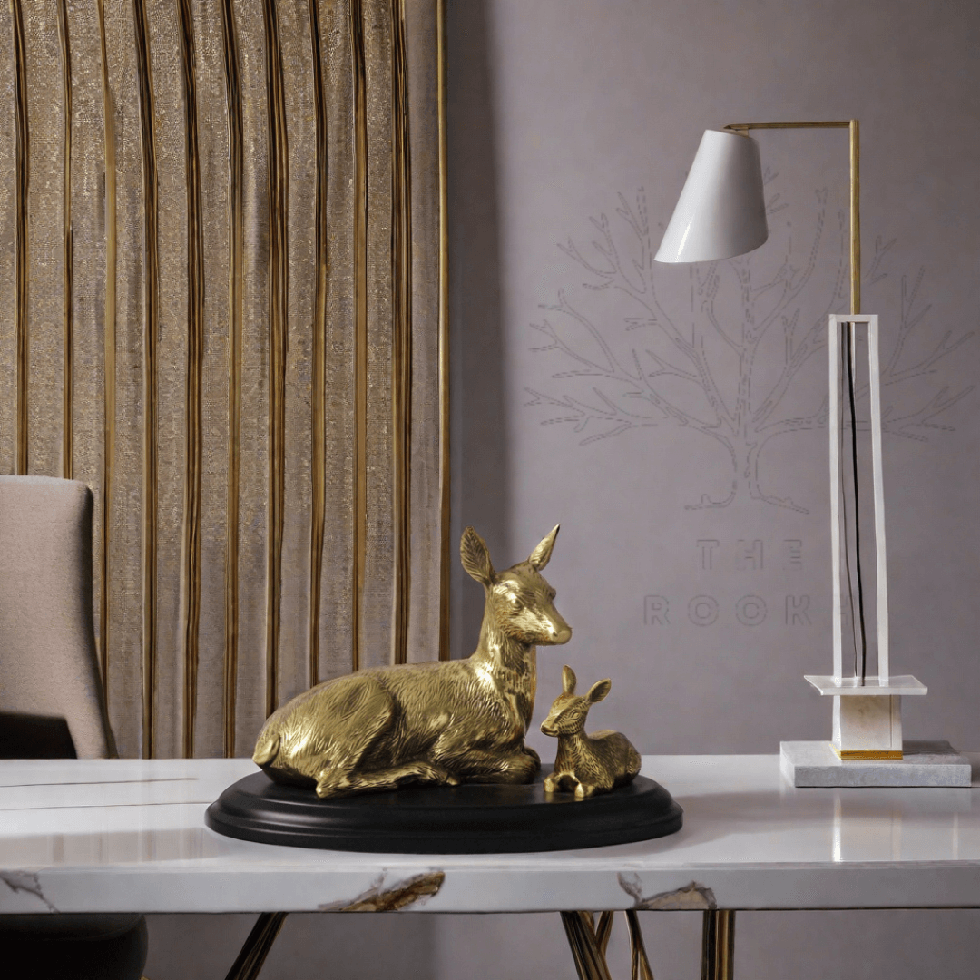 Exquisite Silver and Gold Deer Sculpture Set for Timeless Home Elegance