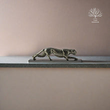 Silver Panther Sculpture Geometric Resin Wildlife Decor