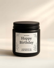 Custom message candle for 30th birthday celebration, set on rustic background.
