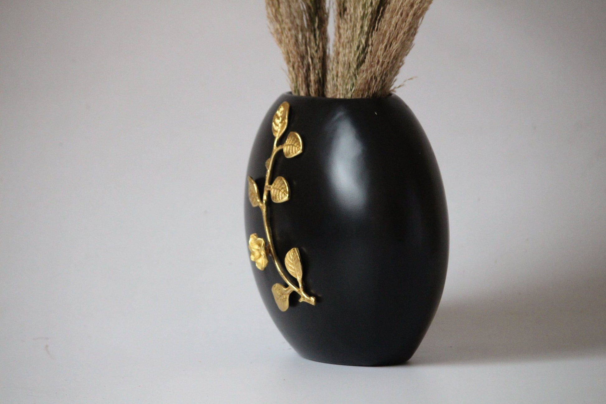 Midnight Floral Noir Metal Vase - The Rookh