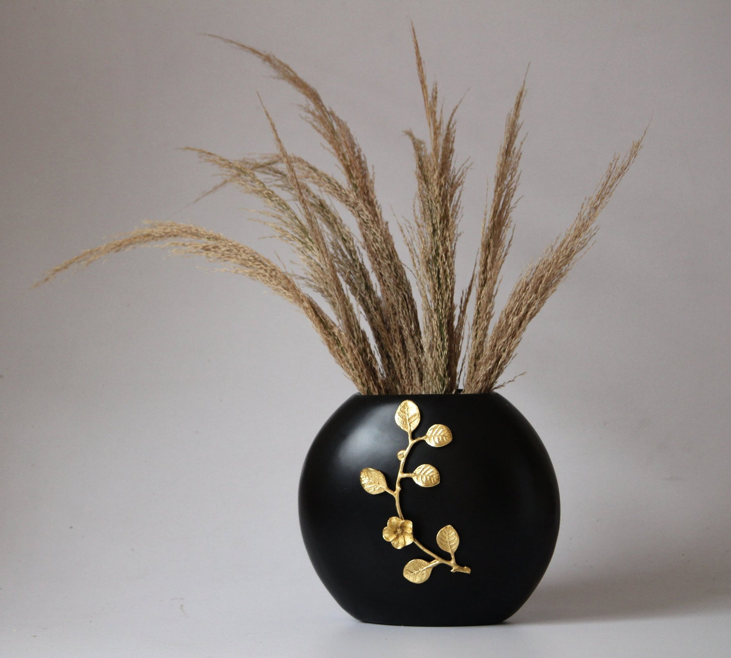 Midnight Floral Noir Metal Vase - The Rookh