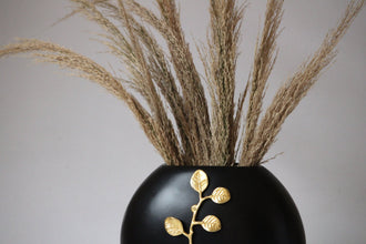 Midnight Floral Noir Metal Vase - The Rookh