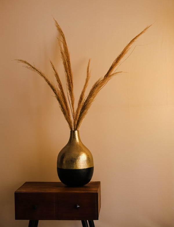 Sleek Silver & Midnight Metal Vase - The Rookh