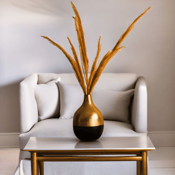 Sleek Silver & Midnight Metal Vase - The Rookh