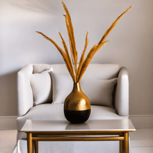 Sleek Silver & Midnight Metal Vase - The Rookh
